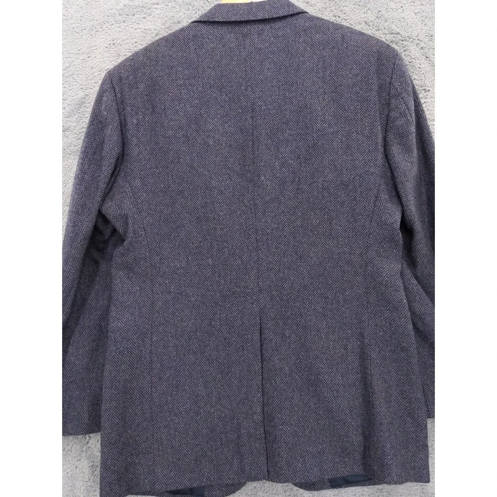 vtg Towncraft Blazer Jacket Blue Herringbone Wool/Lambswool Blend Sport Coat 39R